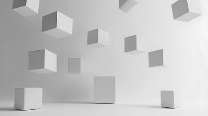 Obraz premium Flying cubes on a white background. 3d render. 