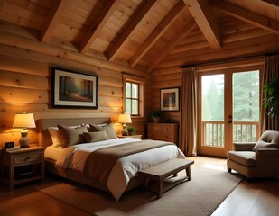 interior design of a log cabin