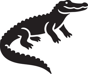 Crocodile Vector Silhouette, Crocodile Illustration, Crocodile Art Hand Drawn Line Art, Crocodile in a black