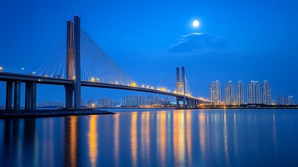 Obraz premium Incheon bridge connecting beautiful cityscape modern korea image