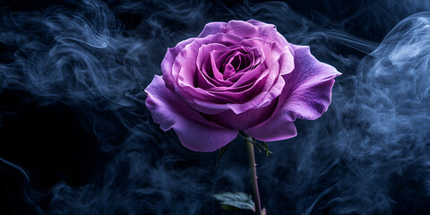 Mystical Purple Rose Enveloped in Smoke