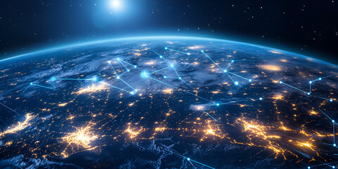 Network of Glowing Connections Over Earth from Space