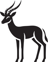 Obraz premium Antelope Vector Silhouette, Antelope Illustration, Antelope Art Hand Drawn Line Art, Deer Silhouette Isolated on White
