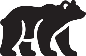 Bear Vector Silhouette, Bear Illustration, Bear Art Hand Drawn Line Art, Silhouette of a Bear