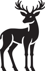 Deer Vector Silhouette, Deer Illustration, Deer Art Hand Drawn Line Art, Deer Silhouette Vector Illustration