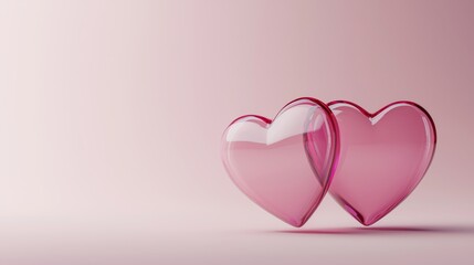 Minimalist 3D hearts in light pink, creating a romantic and modern visual on a plain background.