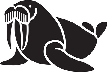 Walrus Vector Silhouette, Walrus Illustration, Walrus Art Hand Drawn Line Art, black and white illustration of a fish