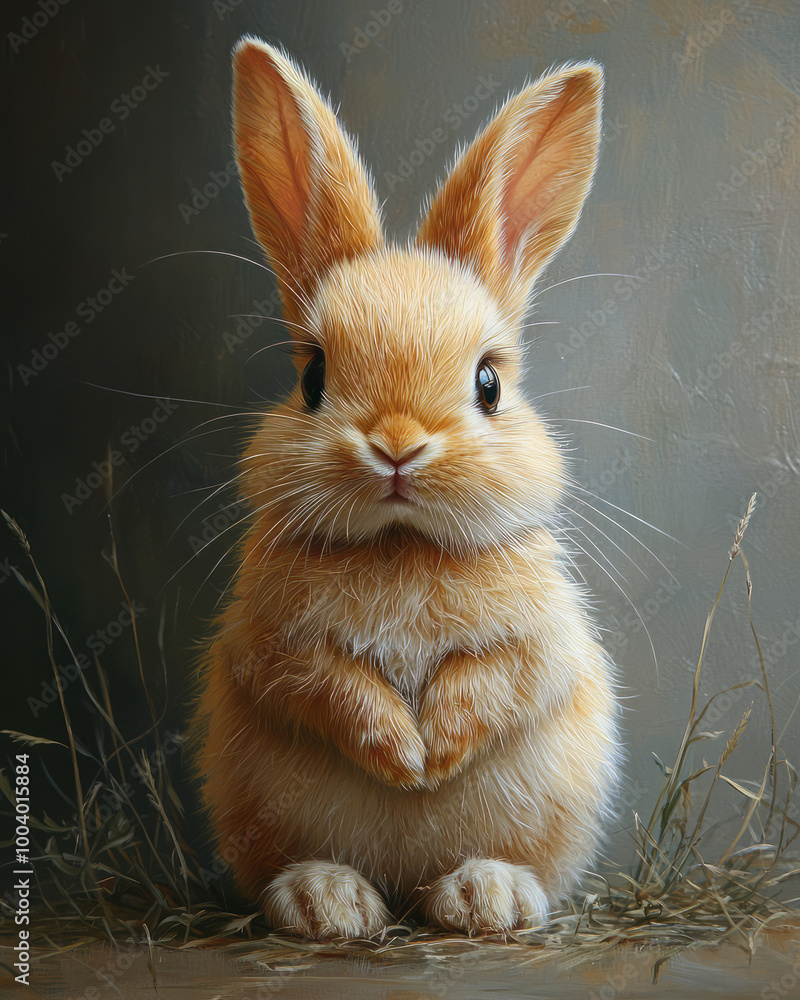 Aufkleber a fluffy rabbit with large ears and soft fur, isolated on a calm background,