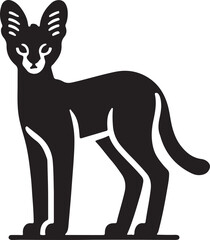 Serval Vector Silhouette, Serval Illustration, Serval Drawing Art Hand Drawn Line Art.