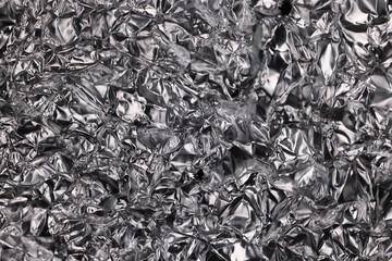 crumpled foil abstract background black and white silver effect