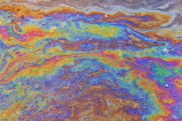 multicolored spot gasoline abstract background, abstract oil spill on water