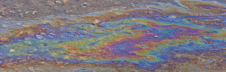 multicolored spot gasoline abstract background, abstract oil spill on water
