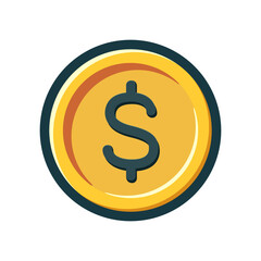 dollar sign icon. flat vector dollar coin.