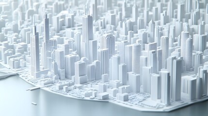 3d illustration of chicago city with white material. 