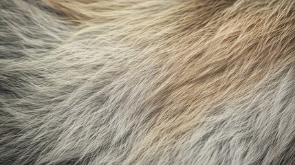 Photorealistic View from Above of wolf fur, rough grey and brown strands, natural, wild texture with detailed highlights