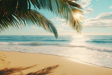 Tranquil Tropical Beach with Soft Waves and Sunshine