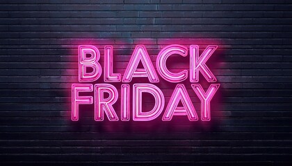 Obraz premium Sale pink neon board with Black Friday inscription on dark background 