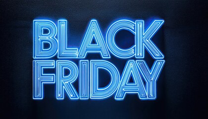 Sale blue neon board with Black Friday inscription on dark background 