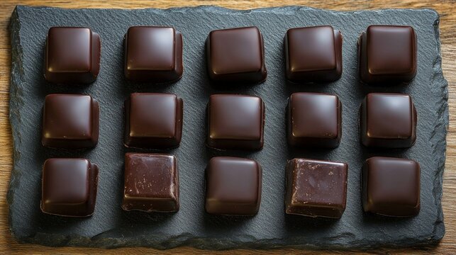 Dominostein: Chocolate Confectionery filled with layered Lebkuchen, Gingerbread, apricot jelly, marzipan or persipan. Traditional German, Austrian Christmas chocolates, Milk, dark, white chocolate.