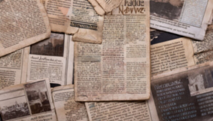 Obraz premium Old Sepia color Newspaper Effect Style blurred Background.