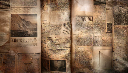 Old Sepia color Newspaper Effect Style Background.