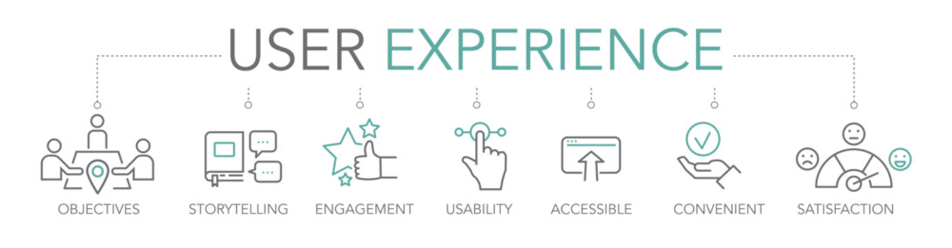 user experience - ux design - thin line two-tone icon concept vector illustration