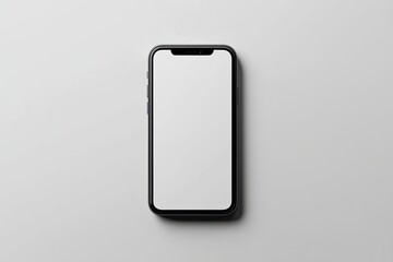 Smartphone with blank screen placed on background surface