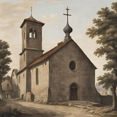 a church from the medieval era - Generative AI