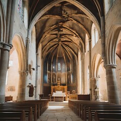 a church from the medieval era - Generative AI