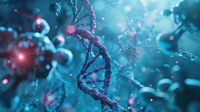 DNA Double Helix Structure in Genetic Engineering Research. Concept Genetic Engineering
