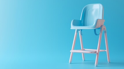 baby high chair side view studio shot in white background