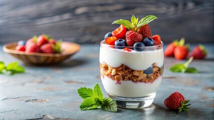 yogurt parfait with berries and granola