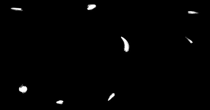 Set of textured Arrows, Lines and Scribbles Elements in doodle, sketch style on a black background. Hand Drawn Marker, Brush, Pen, chalk. White Highlight Shapes. 4k Loop animation, Alpha channel.