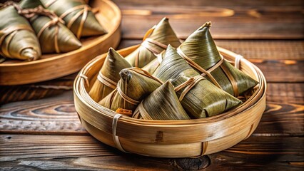 Zongzi wrapped in bamboo leaves