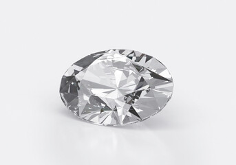 Diamond with reflection on white background