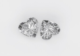 Heart diamond with reflection on white background