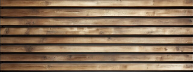 Obraz premium Wooden wall. Texture of wood panels. Pattern of slats with horizontal stripes. Modern interior fences and partitions used in architecture. Cladding from boards is a building material. 