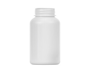 Blank plastic pill bottle, transparent background