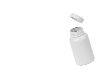 Blank plastic pill bottle, transparent background