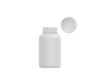 Top view. Blank plastic pill bottle, transparent background