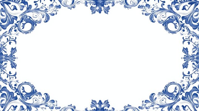 Simple Blue border with Ornamental Edges and White Background
