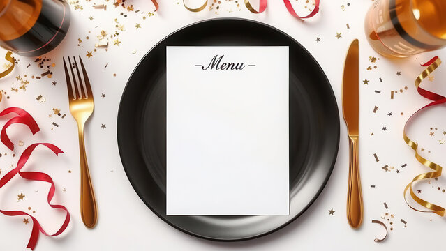 Happy party menu card with copy space