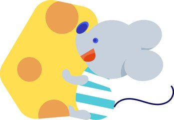 可愛くチーズを食べるネズミのアイコン