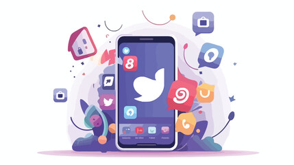 Social Media Mobile Icon Cartoon Vector Illustration
