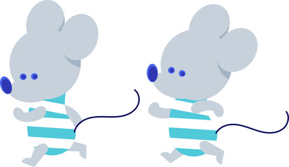 元気に走り回る可愛いネズミのアイコンのセット