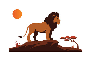 A majestic lion standing on a rock