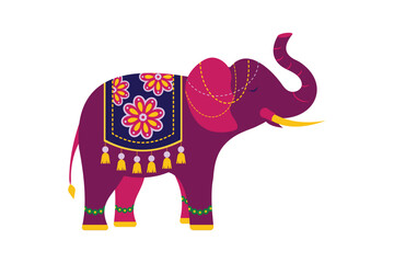 Indian decorated elephant illustration