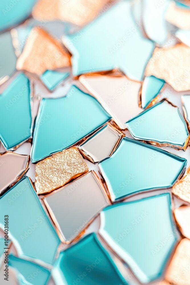Poster abstract texture of fragmented, angular shapes in a metallic palette