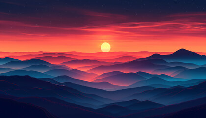 Fototapeta premium sunset over mountains