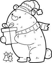 Christmas, cute bear and deer hand drawn illustration, Christmas and New Year greeting card elements